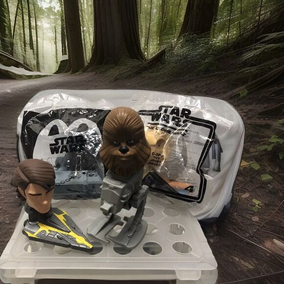 Star Wars Clone Wars 2008 McDonald's C-3PO Chewbacca Vader Toys Bobblehead Lot - Picture 1 of 9